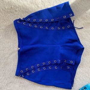 Blue Lace Up Rave Shorts